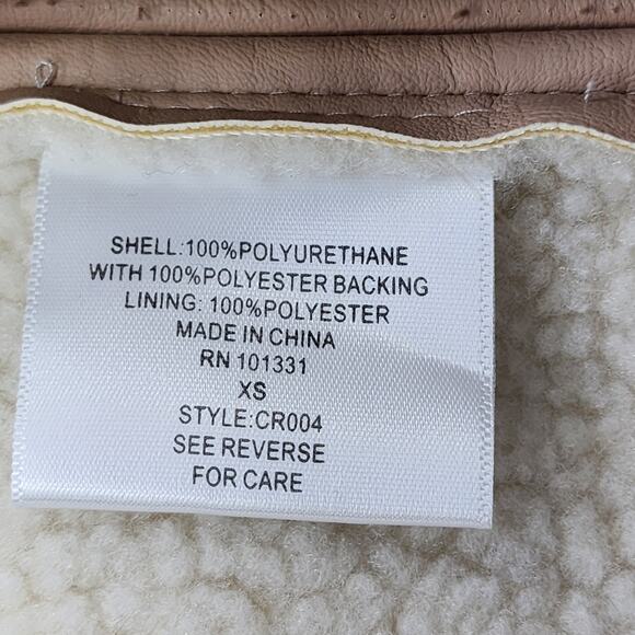 Charlotte Russe Jacket Women XS Pink Faux Leather Deep Pile Fleece Lined Moto - Picture 6 of 9